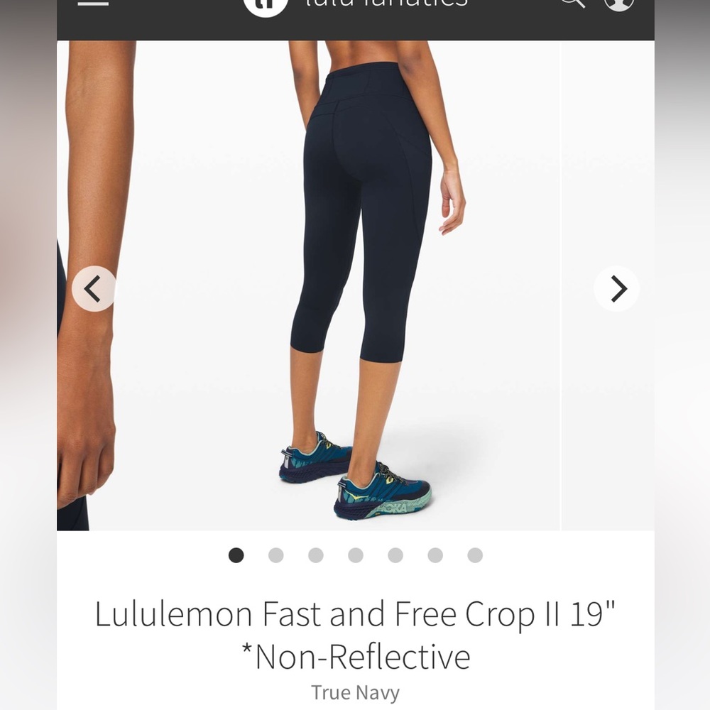 Lululemon Fast and Free Crop II 19" *Non-Reflective
True Navy